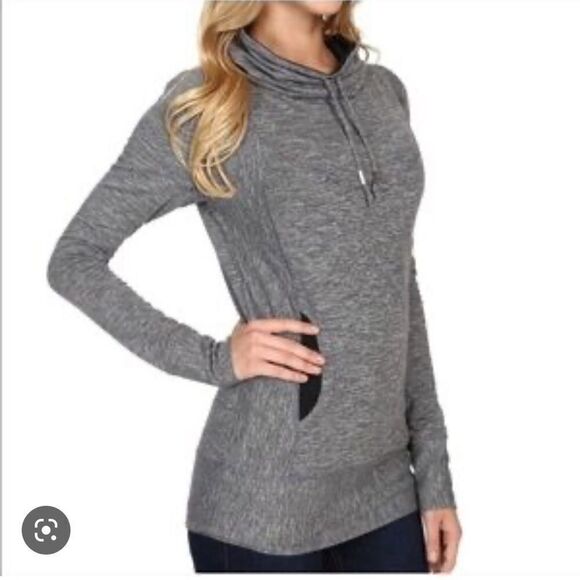 PrAna Ember Cowl Neck Hoodie in Gray - Picture 1 of 10